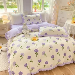 3/4 Pcs 100% ʻO ka ʻili pulupulu uhi uhi, Twill Duvet Cover Set i ka hoʻoilo i hoʻopaʻa ʻia i ka ʻili, ʻelua uhi uhi moe, Sets Duvets