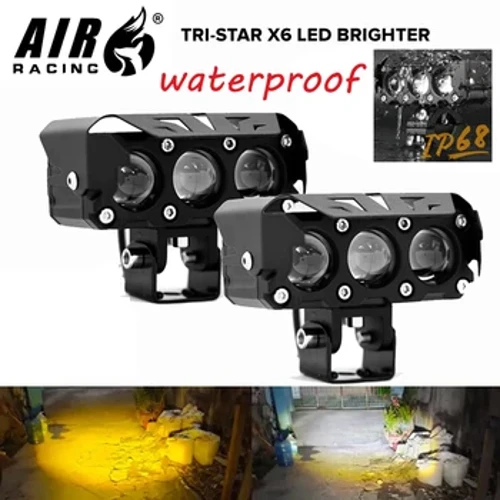 Motorcycle LED Spotlight Dual Color Hi/Low Beam Fog Lamp para sa mga Truck ng Sasakyan SUV UTV 12V 24VMini Lens Headlight Driving Light