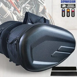 Acessórios da motocicleta à prova dwaterproof água corrida capacete sacos de viagem mala alforjes bagagem assento traseiro saco lateral com capa chuva