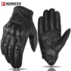Moto rukavice Letní Kožené Motokrosové Rukavice Muži Ženy Retro Motorkář Cyklistický Motocyklista Chráněné Mtb cyklistické rukavice z kozí kůže