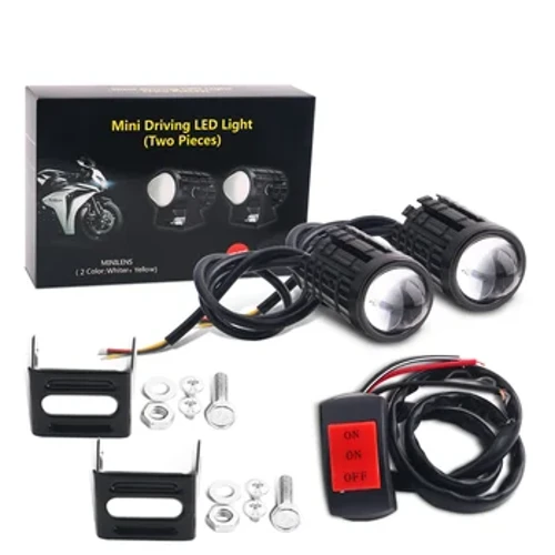 2 STK Universal Motorrad LED Scheinwerfer Projektorlinse Zweifarbig ATV Roller Fahrlampe Nebelscheinwerfer Zusatzscheinwerferlampe