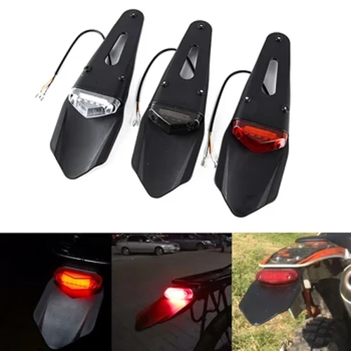 Universāls Polisport motocikla LED aizmugurējais lukturis un aizmugurējais spārns Stop Enduro Dirt Bike Fender aizmugurējais lukturis MX Trail