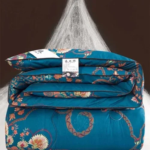 Couette en soie de mûrier authentique, housse de couette en tissu de coton, taille Queen, ver à soie, tissu matelassé, lit vert