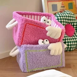 Morsom oppbevaringskurv med håndtak Organiseringsboks for klesleker Diverse Klesvask Fluffy Desktop-oppbevaringskurv Hjemmeinnredning 바구니