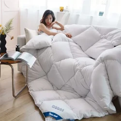 Thương Hiệu Cao Cấp Ngỗng Xuống Duvet Chăn Giường Đôi Thoải Mái Bốn Mùa Chăn Dày Ấm Áp Mùa Đông Chăn Đơn King Size Giường Duvet