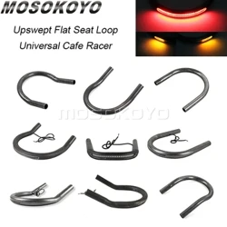 Motorcycle Flat Upswept Tracker End Rear Seat Loop Cafe Racer Modified Frame Hoop W/ LED Light para sa Yamaha BMW Honda CB Universal