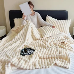 Warm Super Soft Blanket Air Conditioning Blankets Office Comfortable Bedspread Thickened Breathable Solid Color Summer Blanket