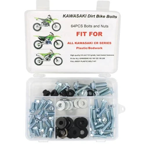 Fit Kawasaki KX 100 125 250 500 KD KDX 80 KE100 125 KDX175 KL600 KLX250 300 Gövde Plastik Çerçeve Çamurluk Gövdesi Motor Cıvata Seti