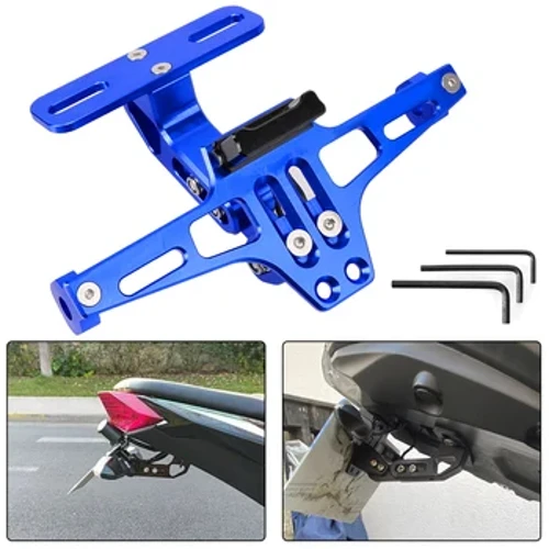 ʻO CNC Aluminum Motorcycle License Number Plate Holder Frame Turn Signal Light Bracket Universal me ke kukui LED