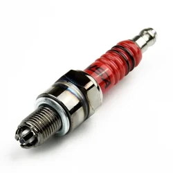 Spark Plug ประสิทธิภาพสูง A7TC Multi-มุมบิตจุดระเบิดดัดแปลงสีแดงหัว 3-Electrode Spark Plug A7TC สำหรับ GY6 สกู๊ตเตอร์