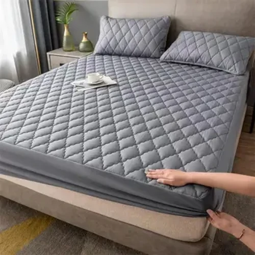 Tấm Bảo Vệ Nệm Chống Thấm Dày Nữ Hoàng Đôi Đàn Hồi Đơn Được Trang Bị Tấm Trải Giường Chống Trơn Trượt Màu Trơn