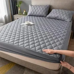 Tấm Bảo Vệ Nệm Chống Thấm Dày Nữ Hoàng Đôi Đàn Hồi Đơn Được Trang Bị Tấm Trải Giường Chống Trơn Trượt Màu Trơn