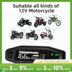Vitezometru universal pentru motociclete Contor digital de viteză Tahometru LED Tablou de bord Contor panou de instrumente Display LCD Suport Y