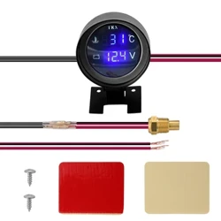LED tròn LED xe tải xe tải nước nhiệt độ Temp Temp Nhiệt độ Nhiệt độ Moto + Voltmeter Volt Điện áp Máy đo 2 trong 1 12.0V 24V