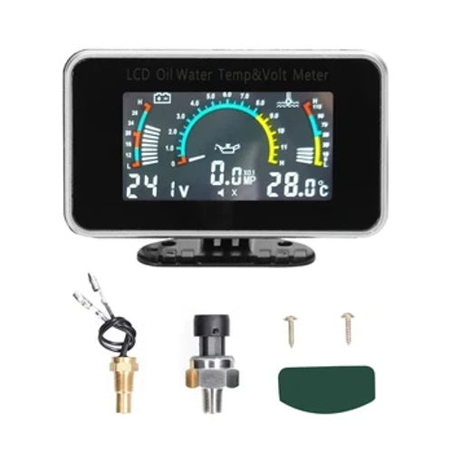 3-mewn-1 Car LCD Mesurydd Olew Digidol Pwysedd Foltedd Dŵr Mesur Tymheredd Offeryn Cyffredinol 9-36V ar gyfer Car Truck SUV RV