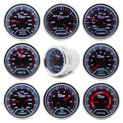 Boost/vattentemp/oljetemp/oljepress/spänning/varvräknare/luftbränsleförhållande/EGT-mätare 52 mm Analog led vitt fodral+ 52 mm mätare
