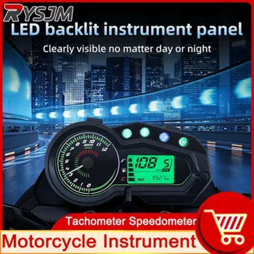 AD Motorcycle Speedometer na May RPM Meter Digital Motorcycle Speed ​​Meter Tachometer Fuel Level Gauge na May Turn Signal Indicator