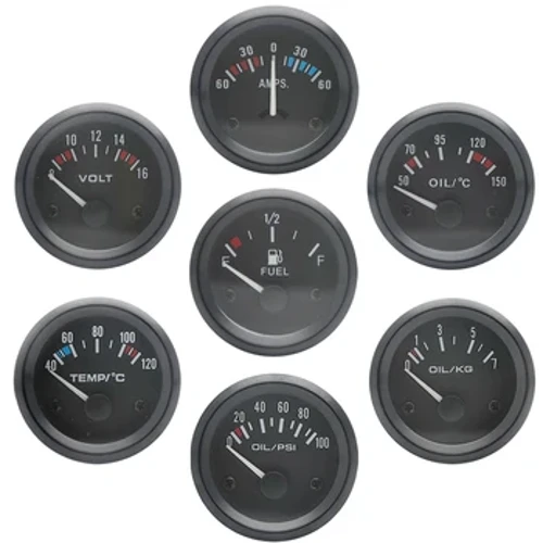 2" 52MM Temperatura apei/ Temperatura uleiului/Presă de ulei psi/Presă de ulei kg/Volt/Ampermetru/Nivel de combustibil (fără flotor) Indicator Auto