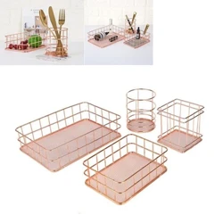 ʻO Nordic Simplicity Style Metal Iron Storage Basket Combination Paʻa