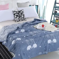 2022 Musim Panas Katun Selimut Tipis AC Penghibur Lembut Bernapas Tidur Siang Kantor Selimut Berlapis Bed Covers dan Seprai