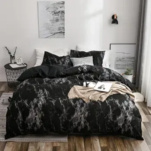 80% Gwerthu Poeth 1 Gosod Lledaenau Gwely Patrwm Marmor Cyfeillgar i'r Croen Gorchudd Duvet Polyester gyda chysurydd sarn cas gobennydd ar gyfer y Cartref