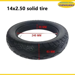 Neumático sólido 14X2,50 (negrita) para vehículos eléctricos, neumáticos elásticos no inflables para bicicletas, a prueba de explosiones y puñaladas