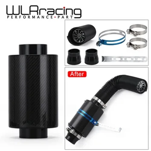3" Universal Car Cold Air Intake System na May Fan Racing Carbon Fiber Cold Feed Induction Air Intake Filter Kit Filter Box