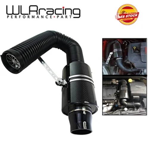 3" Universal Car Card Air Intake System With Fan Racing Carbon Fiber Cold Feed Induction Air Intake Filter Kit Filterbox