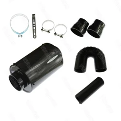 Universal 76mm 3 "kit de filtro de entrada de ar de indução de fibra carbono do carro caixa de filtro ram fole de entrada de ar frio parte do sistema com intak