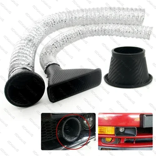Universele Auto Voorbumper Turbo Luchtinlaatpijp Kit ABS Turbine Inlaatpijp Luchttrechter Koolstofvezel Look