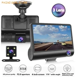 3 lente traço cam 4 polegada ips tela hd carro dvr 1080p câmeras duplas carro dvr câmera visão noturna com visão traseira de 170 graus