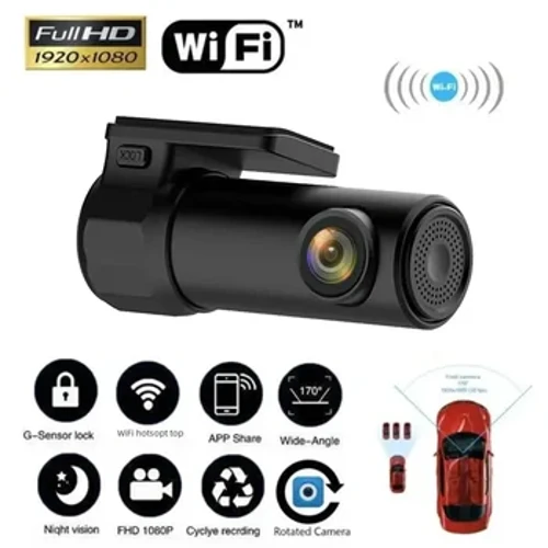 Mini kamera do auta Smart Dash Camera, Wifi, DVR, Night Vision, 12V, G-Sensor, Recorder, 170° View, Dashboard, HD1080P