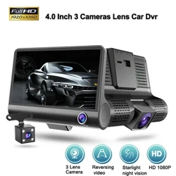 3 Mga Camera ng Car DVR 1080P 4.0 Inch Dash Cam para sa Mga Kotse Recorder ng Video Auto Registrator Dvrs Black box Rear View Camera para sa sasakyan