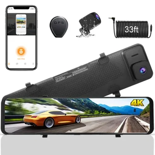 Rekoda ya Kioo cha Kioo cha Nyuma ya Inchi 12 4K Ultra HD 3840*2160P Video Dash Cam Wimbo wa GPS wa Wifi ya Sony IMX415 Kinasarekodi cha Hifadhi ya Kamera ya Gari