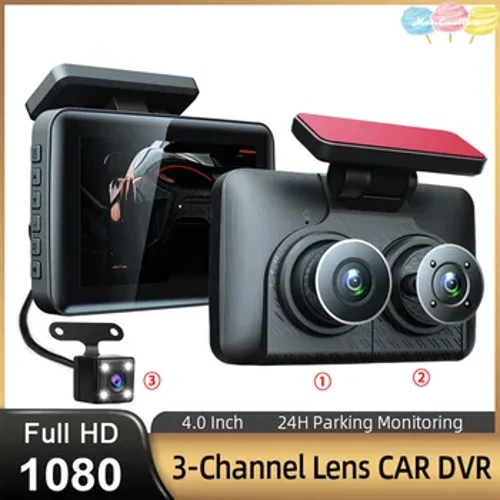 3 Channel Dash Cam 3 Lens Auto Dvr Video Recorder Dashcam DVRs Black Box Dual Lens DVR mat Rear View Camera 24H Parking Monitor