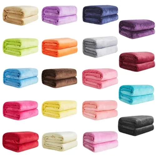 230GSM Karang Bulu Flanel Selimut untuk Tempat Tidur Solid Biru Pink Lembut Hangat Tipis Seprai Sofa Penutup Bulu Imitasi Selimut Kotak-kotak