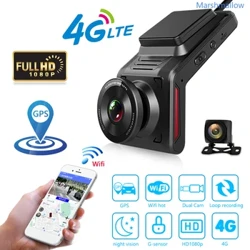 DVR Mobil DVR 4G Dash Kamera GPS Tracking Ndhukung Live Remote Monitoring Kanthi Loro Kamera Rekaman Video FHD1080P WiFi Hotspot