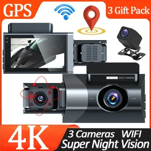 4K Dash Cam Do Cheamara Carranna wifi Taifeadán Físeáin GPS Do Gluaisteán Feithicleach DVR Ceamara Radharc Cúil Bosca Dubh Cúlpháirtí Car