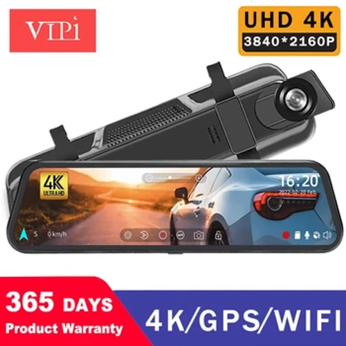 Auto DVR 10 tuuman 4K 3840*2160P WIFI GPS Mirror Dash Cam Dual Len Dashcam Drive Recorder Stream RearView Mirror IPS-näyttökamera