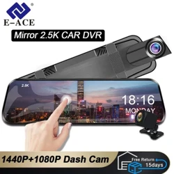 E-ACE 2.5K Mirror Camera no ke kaʻa paʻi paʻi kiʻi wikiō Rearview Mirror Dashcam 1440P GPS Wifi 24H Parking DVR Black Box