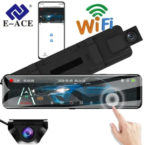 I-E-ACE 12 Intshi IPS I-Touch Car DVR 2K Sakaza i-Medica Mirror Dash Cam Auto Recorder I-Dashcam Amalensi Amabili Asekela i-GPS 1080P Ikhamera Yangemuva