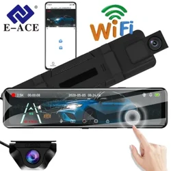 E-ACE 12-цалевы IPS сэнсарны аўтамабільны відэарэгістратар 2K Stream Medica Mirror Dash Cam Auto Recorder Dashcam Падтрымка падвойнага аб'ектыва GPS 1080P Задняя камера