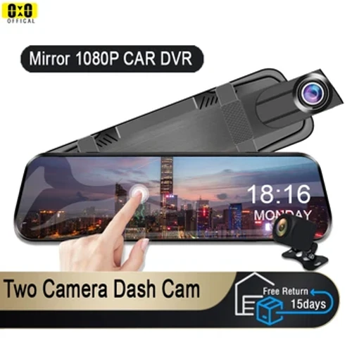 Ikhamera Yesibuko Yesiqopha Semoto Isikrini Sevidiyo Isibuko Esingemuva I-Dash Cam Front kanye Nesibuko Sekhamera Yasemuva DVR Ibhokisi Elimnyama