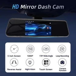 Auto DVR Night Vision 5 Zoll Touchscreen 1080P FHD Auto Rearview Spigel Fir Auto Recorder Dash Cam Dual Lens