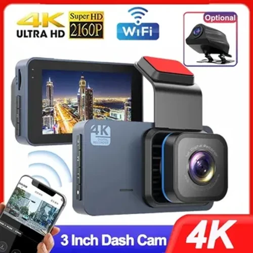 Dash Cam para sa Mga Kotse 4K Front at Rear Camera Car Dvr WIFI Car Camera para sa Vehicle Video Recorder Rear View Camera Parking Monitor