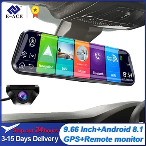 Acceo D13 Car Dvr 10-palcový Streaming RearView Mirror 4G Android Dash Cam FHD 1080P Videorekordér ADAS Registrator Dual Lens Dvrs
