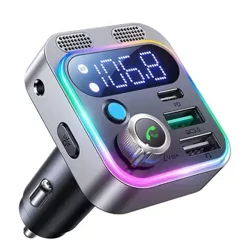 48 Vt avtomobil adapteri Bluetooth 5.2 FM uzatgichi Avtomobil uchun PD&QC3.0 Avtomobil zaryadlovchisi Bluetooth adapteri Ikki mikrofonli chuqur bas tovushi Hands-free