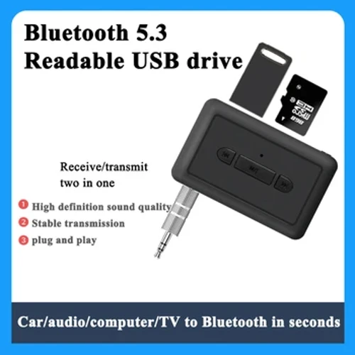 Automobilski Bluetooth 5.3 Prijemnik Odašiljač Adapter 3 u 1 Mp3 bežični player Audio AUX pretvorba 3,5 mm priključak Podrška U Disk TF kartica