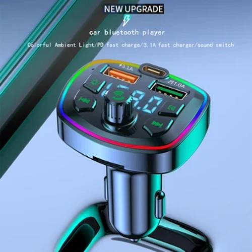 Juhtmeta Bluetooth 5.0 auto FM-saatja PD 18W Type-C Dual USB 3.1A kiirlaadija Handfree MP3 Music TF Card U ketas AUX-mängija