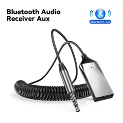 2 In1 Bluetooth 5.0 Transmitter Wireless Bluetooth Receiver Car AUX 3.5mm Bluetooth Adapter Audio Cable Para sa Speaker Headphones